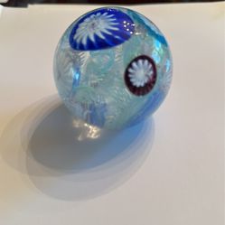 Paperweight Small Globe.  Blue Glass 