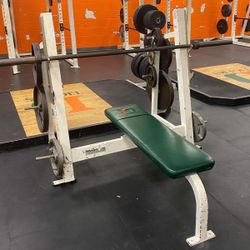 Magnum Commercial Olympic Weight Flat Bench With 12- Weight Storage Pegs