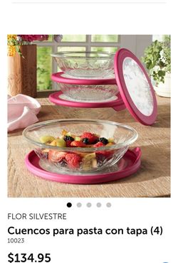 Platos wildflower con tapaderas nuevos en caja de princess house