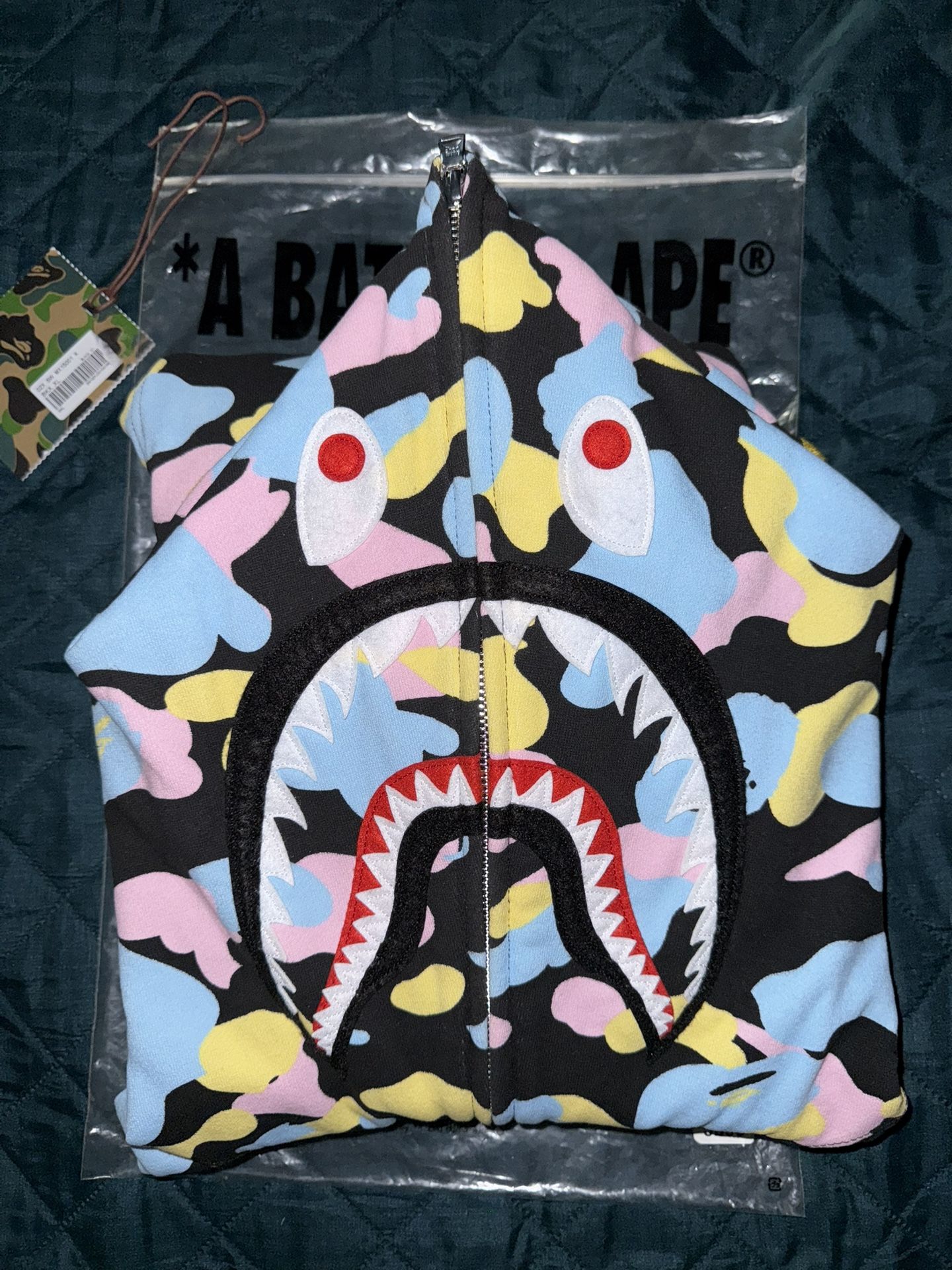 BAPE Multi Camo 2nd Shark Full Zip Hoodie “Black”