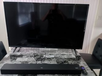 50inch Roku TCL tv with remote and soundbar