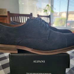 Alfani Men's Eric Dress Oxfords Navy Leather Size 10.5 M