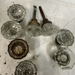 Vintage Point Crystal Clear Glass Door Knobs Handle Set 8 #09