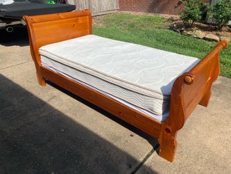 Twin mattress boxspring headboard footboard rails slats great condition
