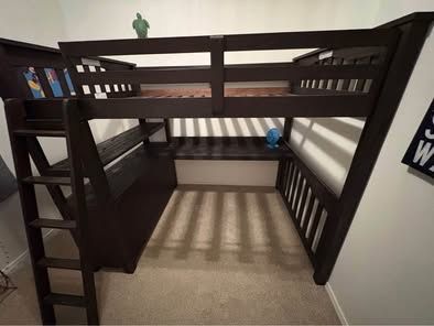 🛏️ Dark Brown Full-Size Loft Bed w/ Desk & Dresser