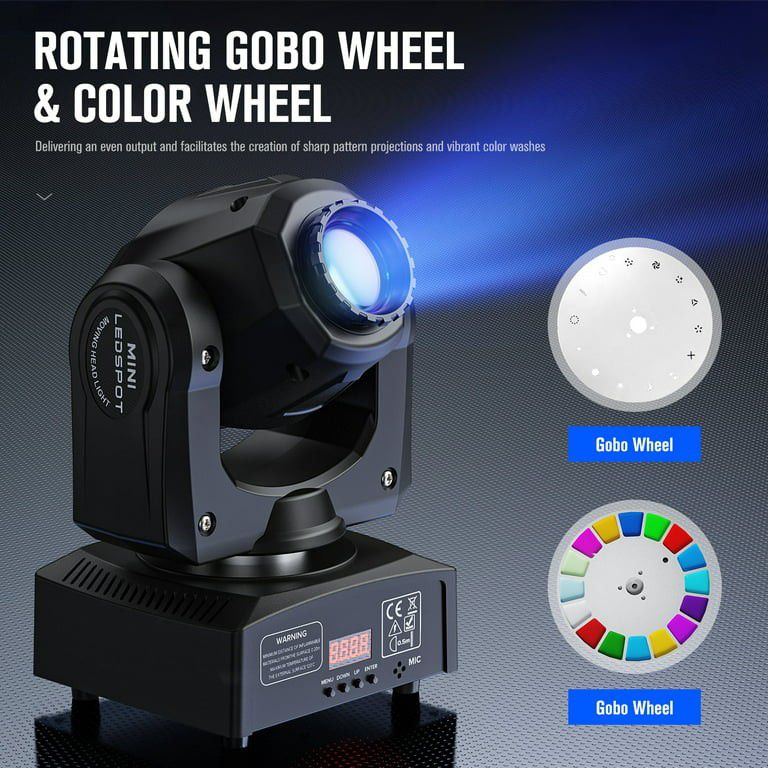 LED Moving Head Lights RGBW Stage Lighting Sound Activated LED 8 GOBO 8 Pattern Spotlight

