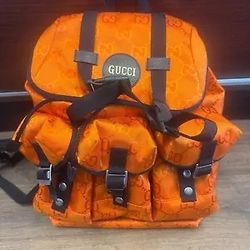 GUCCI Off The Grid Orange Backpack Econyl GG Logo Sustainable Rucksack 626160