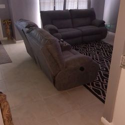 Two Piece Grey Microfiber Couch 