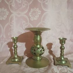 Vintage Victorian Brass Candle Holders 