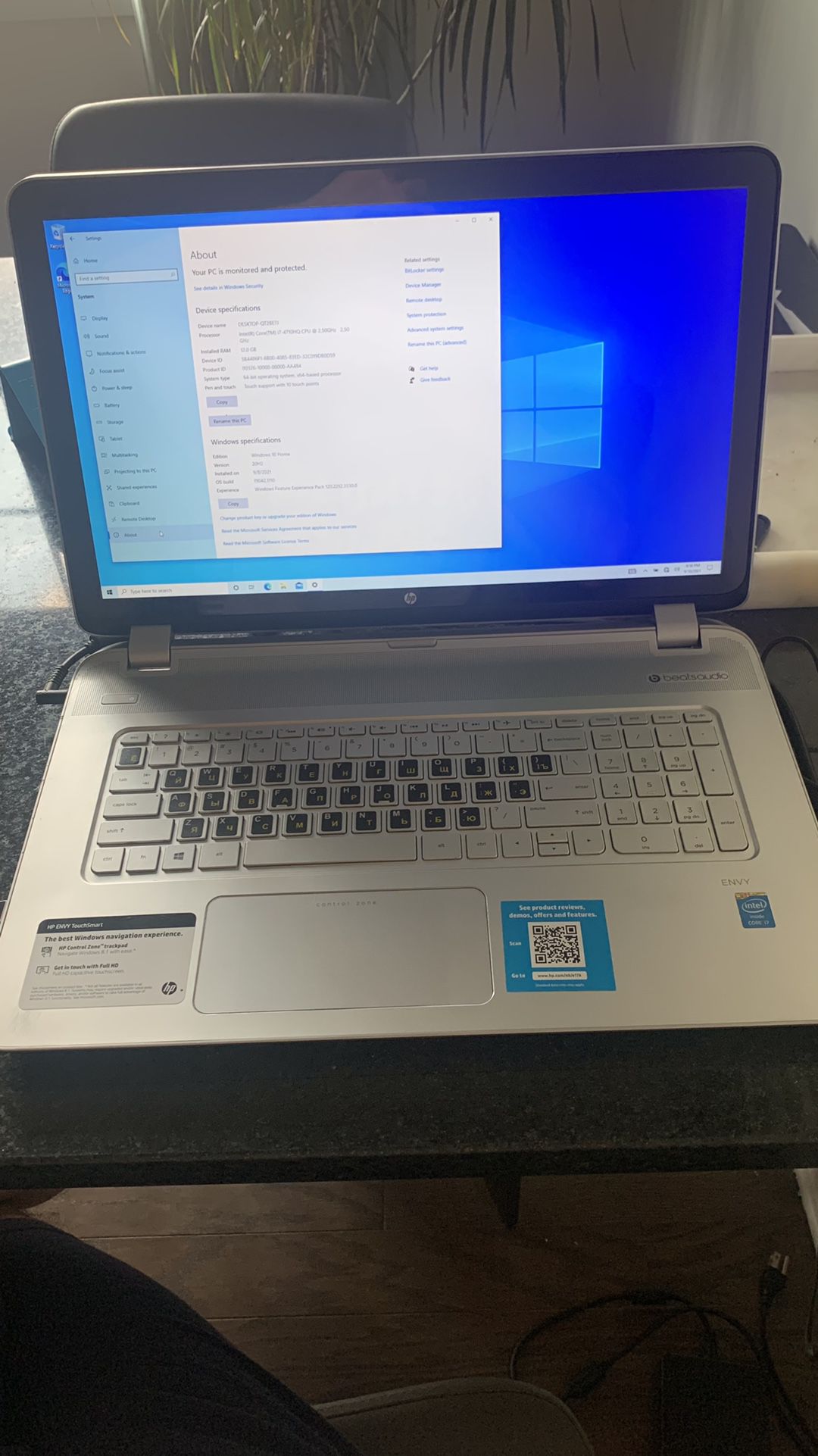 Laptop HP Envy 17” Touchscreen 