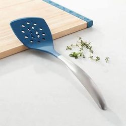 Princess House Bamboo Cutting Board and Blue Silicone Spatula