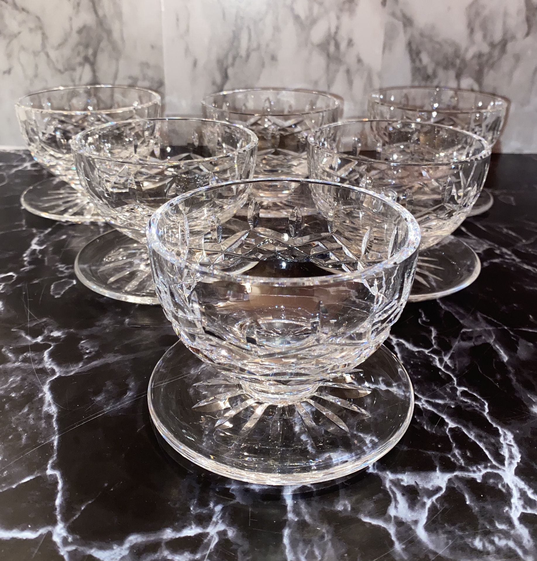 *RARE* Vintage Waterford Crystal Lismore Footed 3” Dessert Bowl (6 Available)
