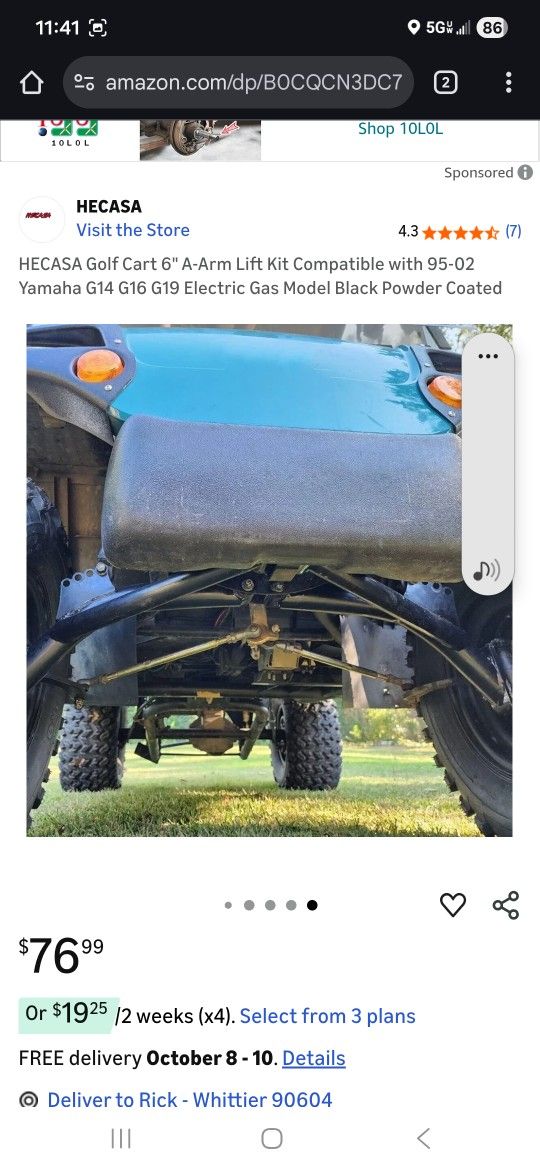 Golf Cart 6" A arm Lift Kit