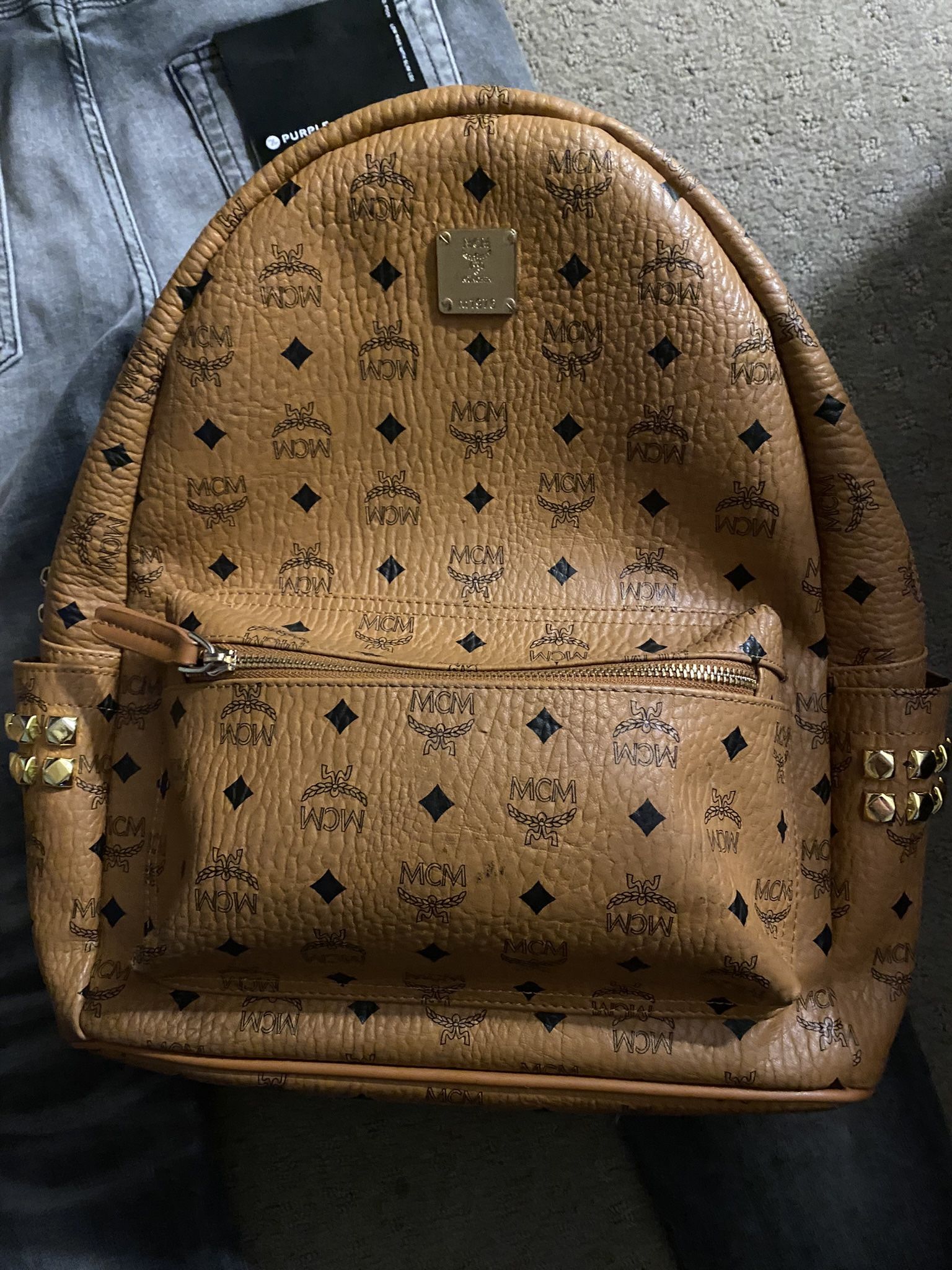 tan mcm backpack