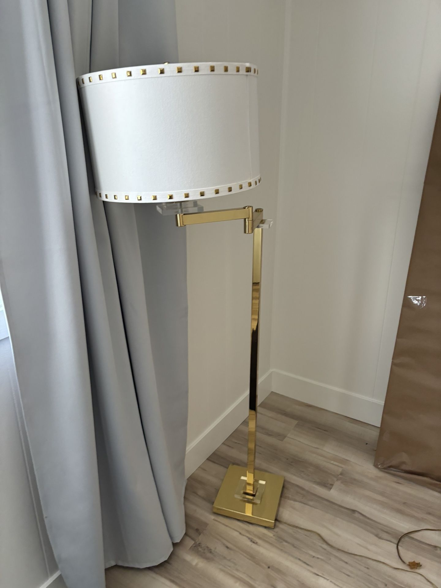 Solid Brass And Lucite Floor Lamp
