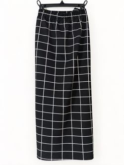 Black and White Grid Midi Skirt