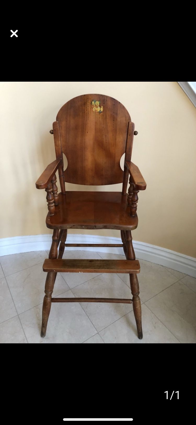 Antique Wood High Chair Vintage