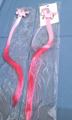 Unicorn Hair Pin With Hot Pink And Baby Pink Ombre Extension 