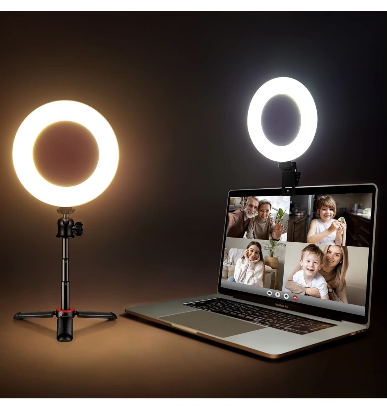 BRAND NEW IN BOX Weilisi 6.5'' Ring Light for Computer with Adjustable Tripod,3 Light Modes Video Conference Lighting