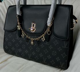Black Monogram Structured Handbag with Charms