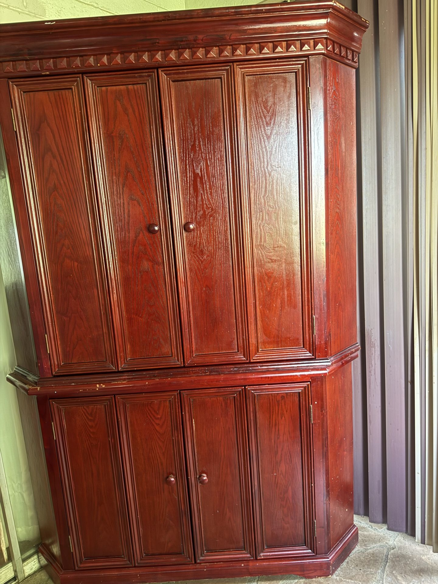 Two piece corner entertainment center /storage