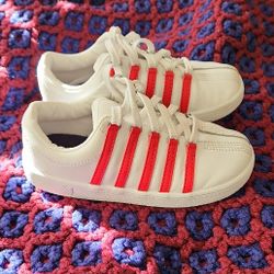 K Swiss Size 10C White/ Red/ Navy In Excellent Condition $25