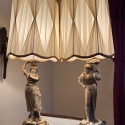 Pair of 1957 Quartite Figural Lamps 