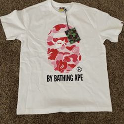  White And Pink bape Shirt