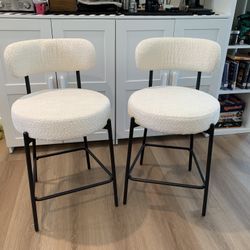 24'' Bar Stools Set of 2, for Kitchen Island. White