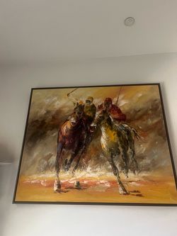 Large Polo Match Oil Painting on Canvas