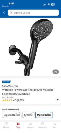 Waterpik PowerPulse handheld shower head in a matte black finish