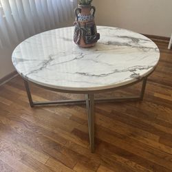 36” Round Ivy Faux Marble Coffee Table