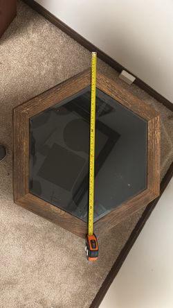Wood Hexagon End Table with Glass Top
