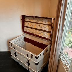 Large Antique Wall Trunk (1890s)-Original Label! Great Storage.