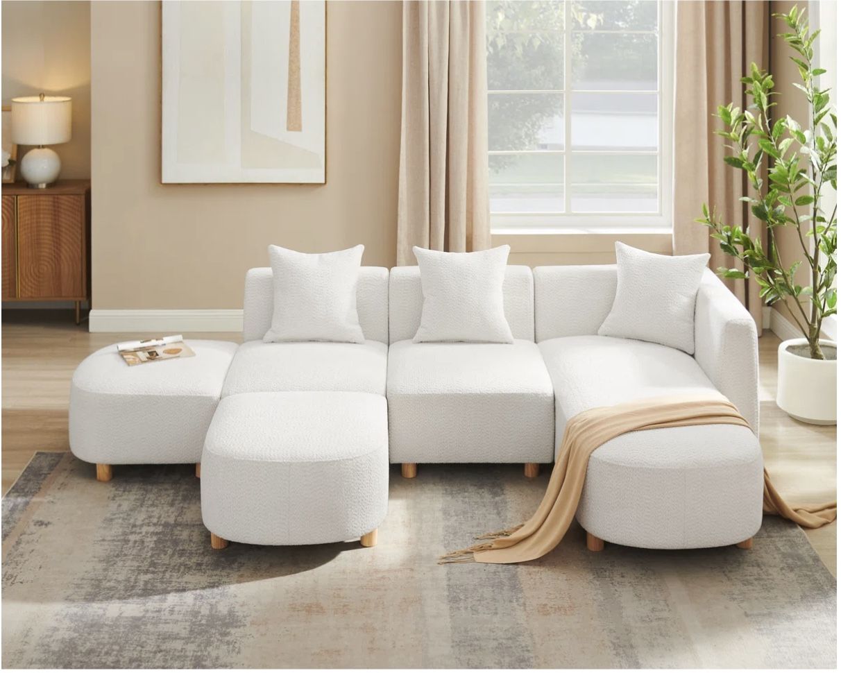 Comfy Modular Sectional Sofa, Cream, BRAND NEW