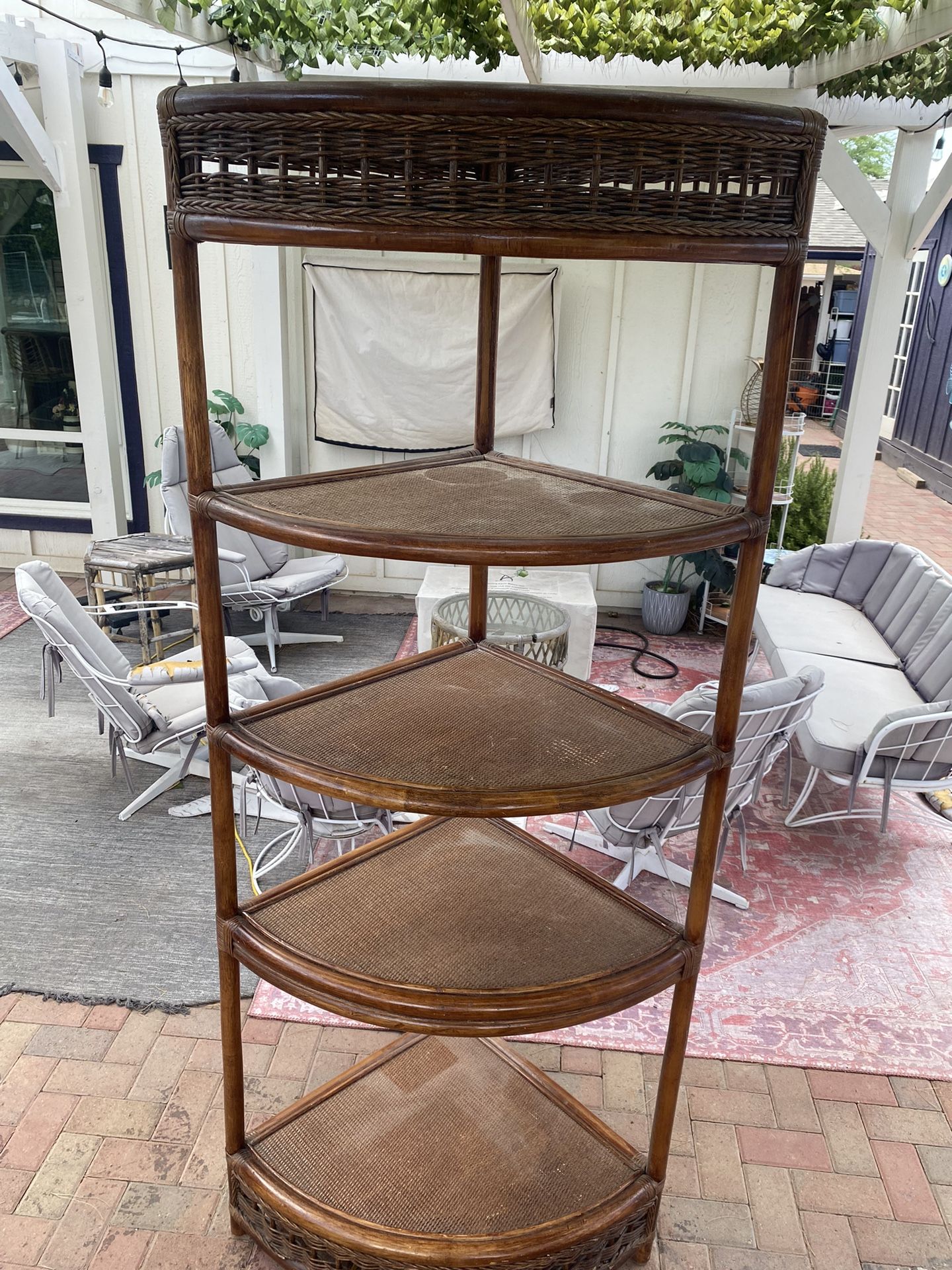 Corner Wicker Like Shelf Unit