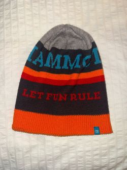 Mammoth Acrylic Knit Beanie Hat Striped "Let Fun Rule" One Size Unisex Adults