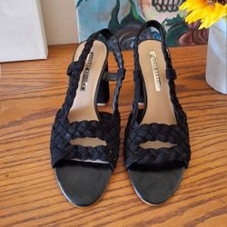 Audrey Brooke Black Suede Slingback Heels - Size 8.5