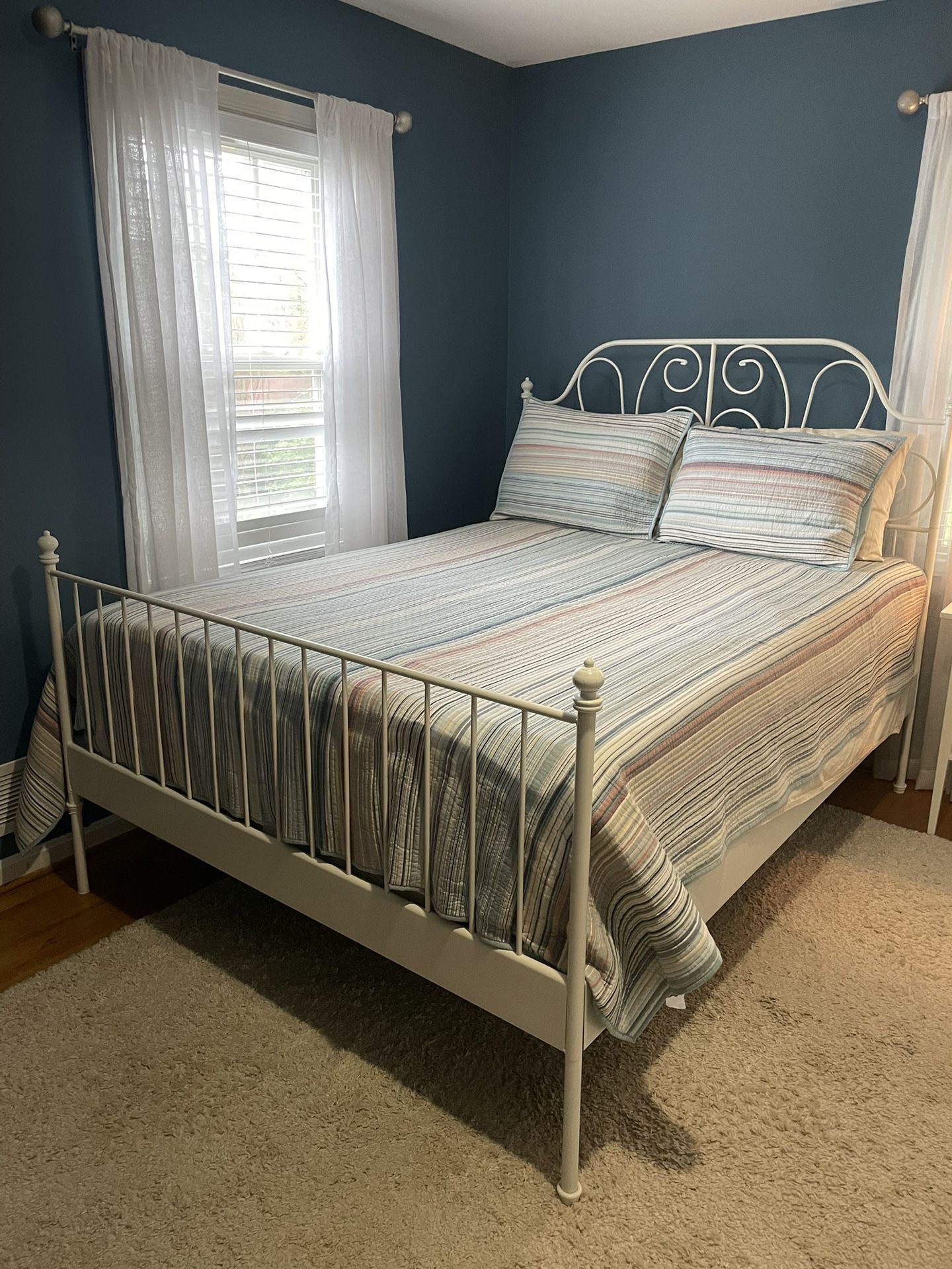 White Queen Bed Frame with Assembly Hardware