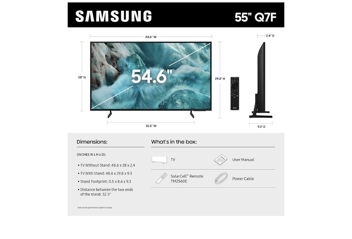 SAMSUNG 55” QLED Q7F SMART TV 4K HDR VISION AI NEW IN BOX FANTASTIC PICTURE QUALITY GUARANTEED 📺💯✅💯📺