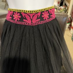 Beautiful Black Tulle Maxi Skirt Colorful Sz Medium