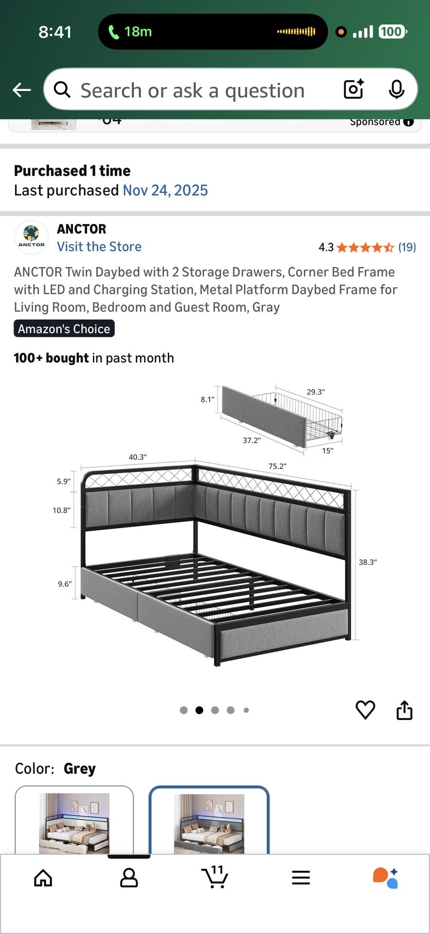 New Twin storage bed