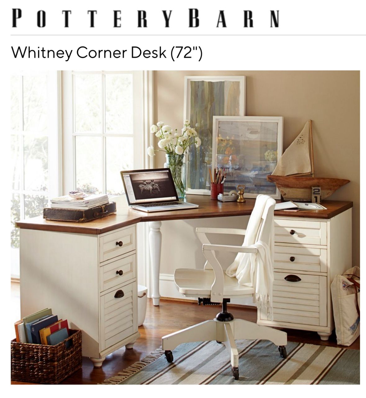 72” Pottery Barn Whitney Corner Desk (2020)