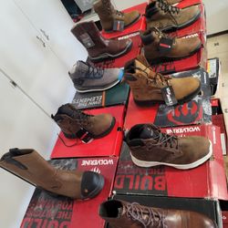 WOLVORINE Y CATERPILLAR WORKS BOOTS, SIZE 7 TO 15 MEN'S. PRICE'S $85 TO $120. GARDENGROVECA92841-.