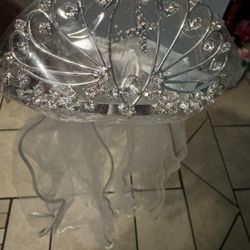 Corona Con Velo Blanco Para Primera Comunión 