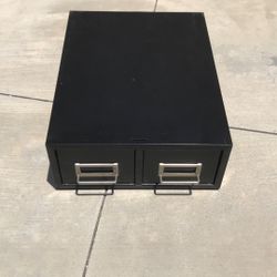 Stackable Two Drawer holder Index Card Library Catalog Storage Steel File Cabinet Black