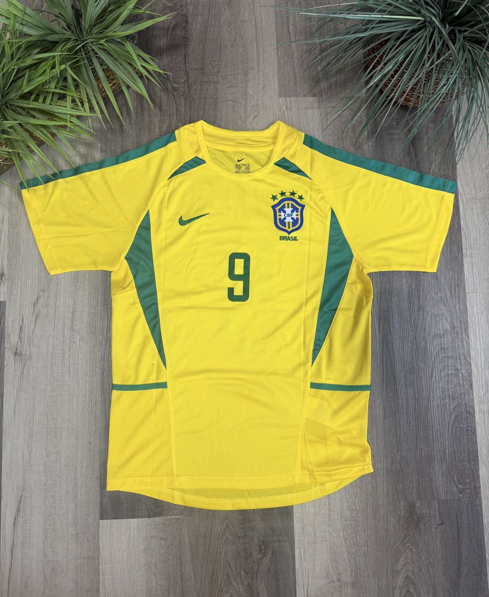 Nike Brazil 2002 Home Ronaldo 9 Retro Soccer Jersey Vintage Football Shirt Sz M (Camiseta De Futbol)