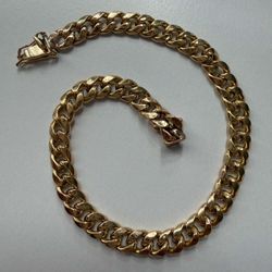 Real 10k Yellow Gold Cuban Link Chain Bracelet