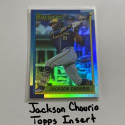 Jackson Chourio Milwaukee Brewers Outfielder Topps Short Print Insert Card. 