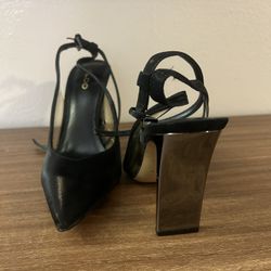 ALDO black & clear vinyl block heels, slingback sandals Size: 7.5